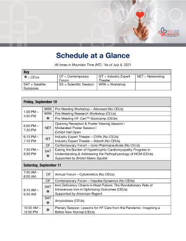 HFSA2021 Schedule at a Glance First Page