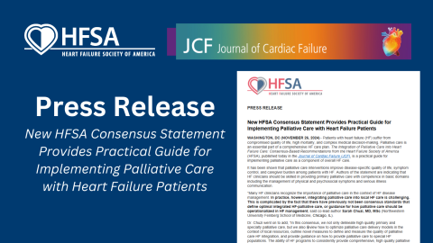 Image promoting the press release sent promoting the HFSA Palliative Care Consensus Document